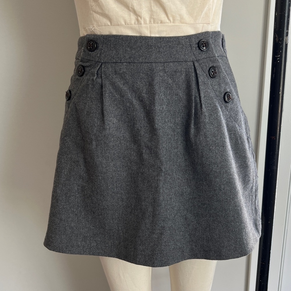 Pleated Wool Mini Skirt